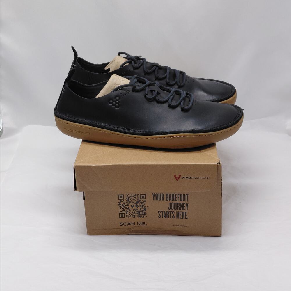 Vivobarefoot Mens Ra II Shoes EU 41 Black Leather Everyday Comfort Minimalist